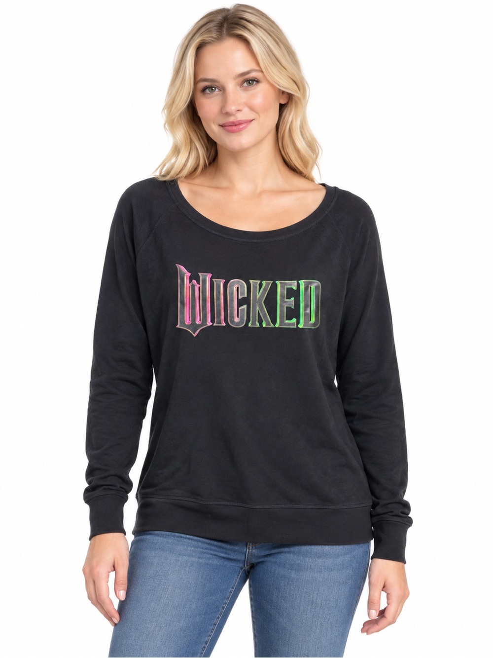 Wicked Graphic Scoop Neck Sweatshirt - Black